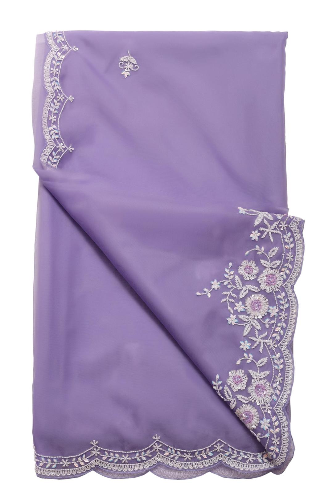 Lavender Embroidered Organza Saree F00899C