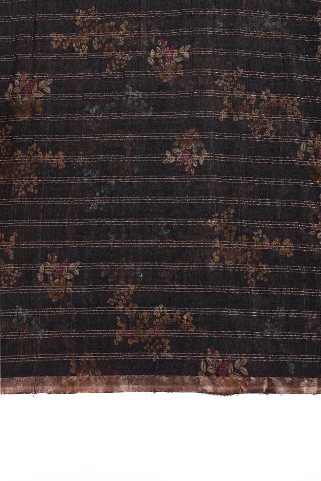 Black Printed Tussar Saree F00697C