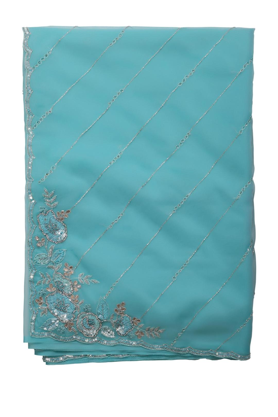 Blue Embroidered Organza Saree F00900B