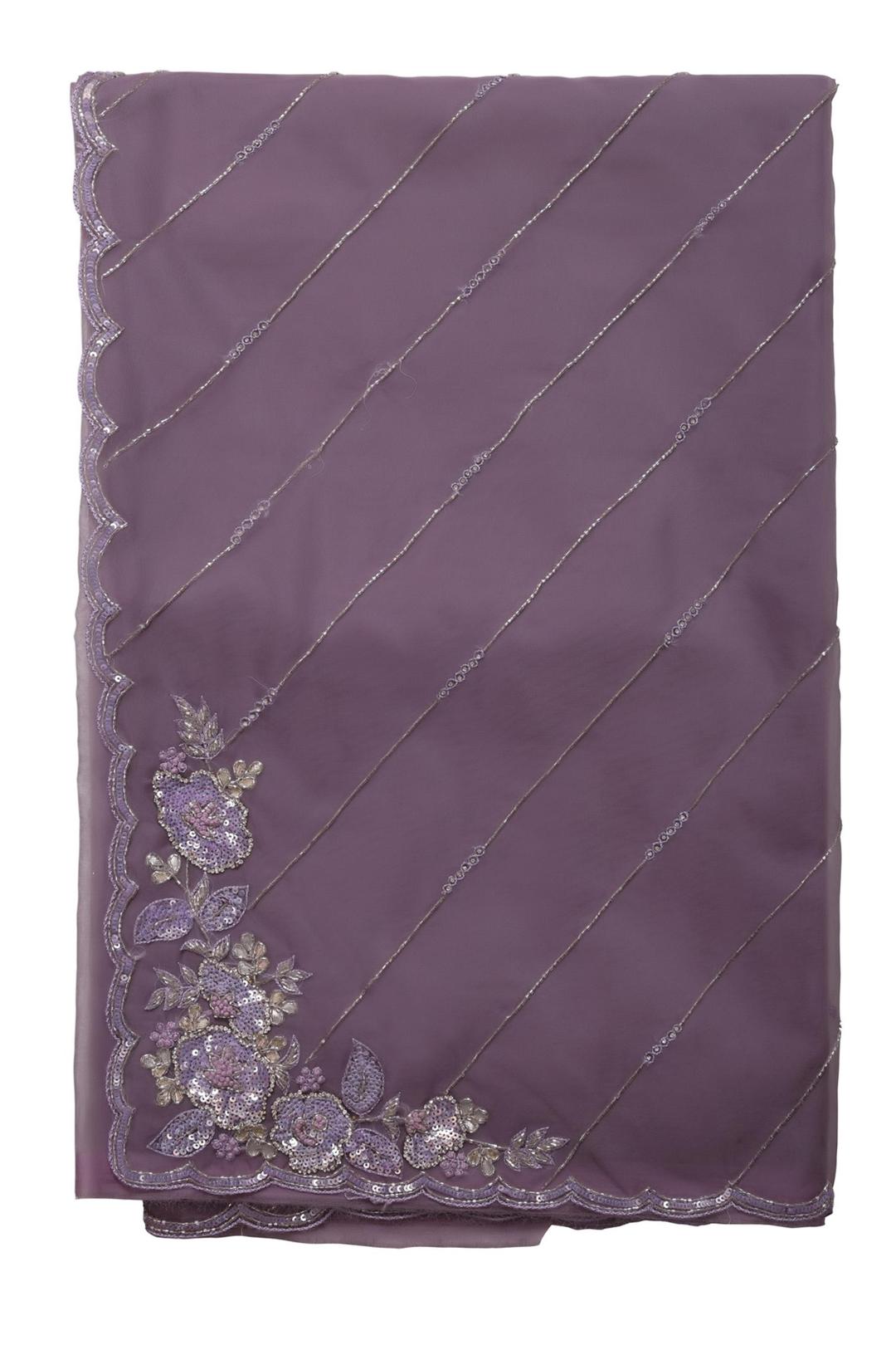 Violet Embroidered Organza Saree F00900C