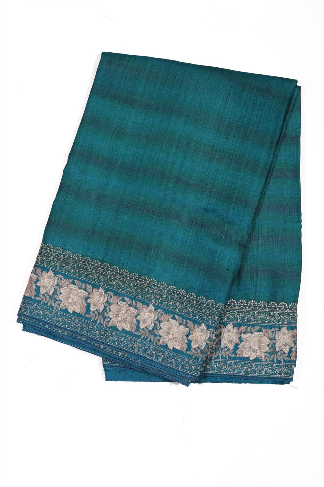 Blue Embroidered Tussar Saree F00118C