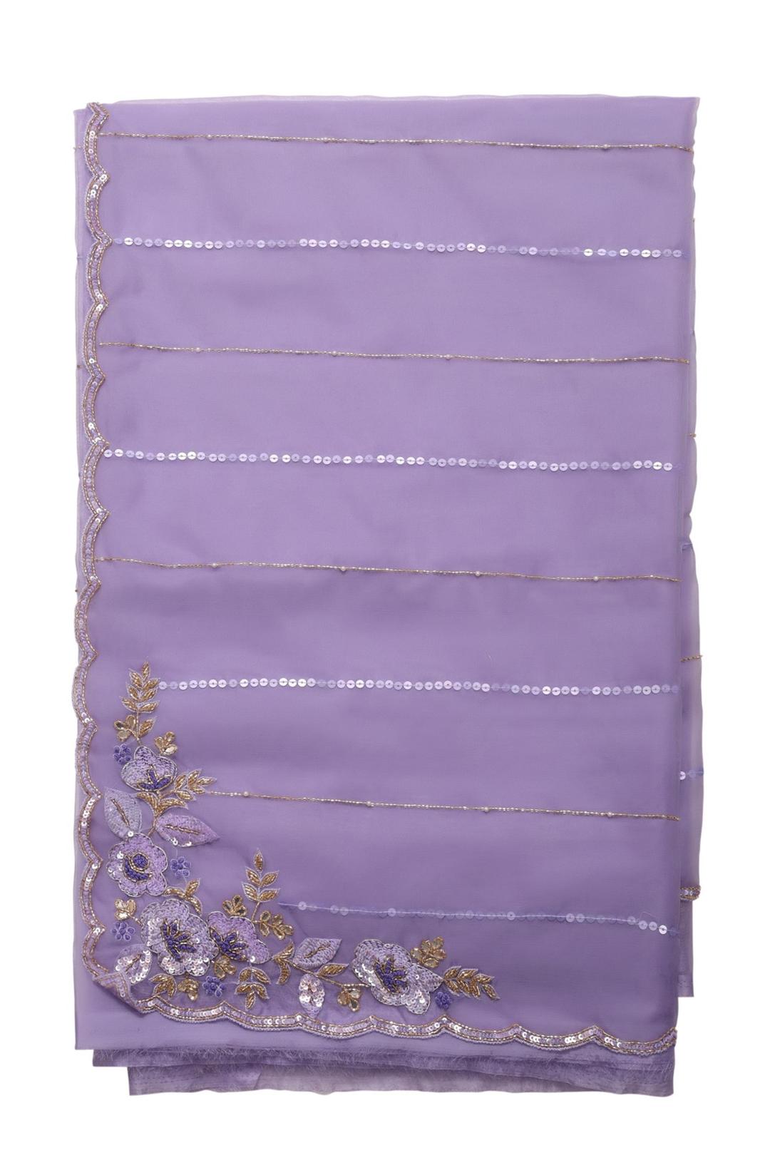 Light Lavender Embroidered Organza Saree F00901B