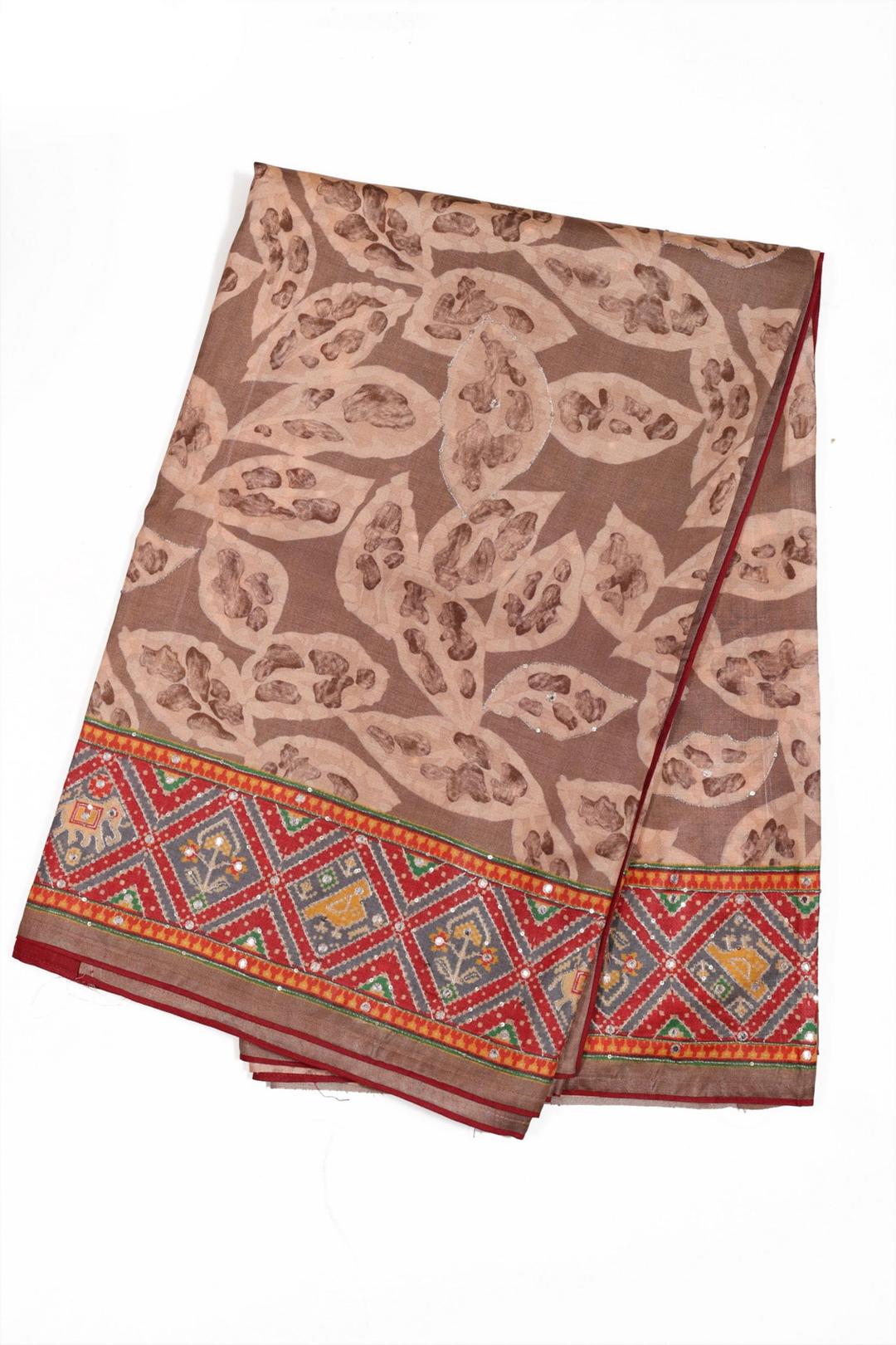 Light Brown Printed Tussar Saree F00067B