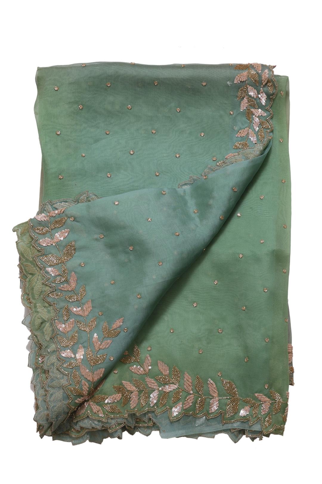 Green Embroidered Organza Saree ES1350A