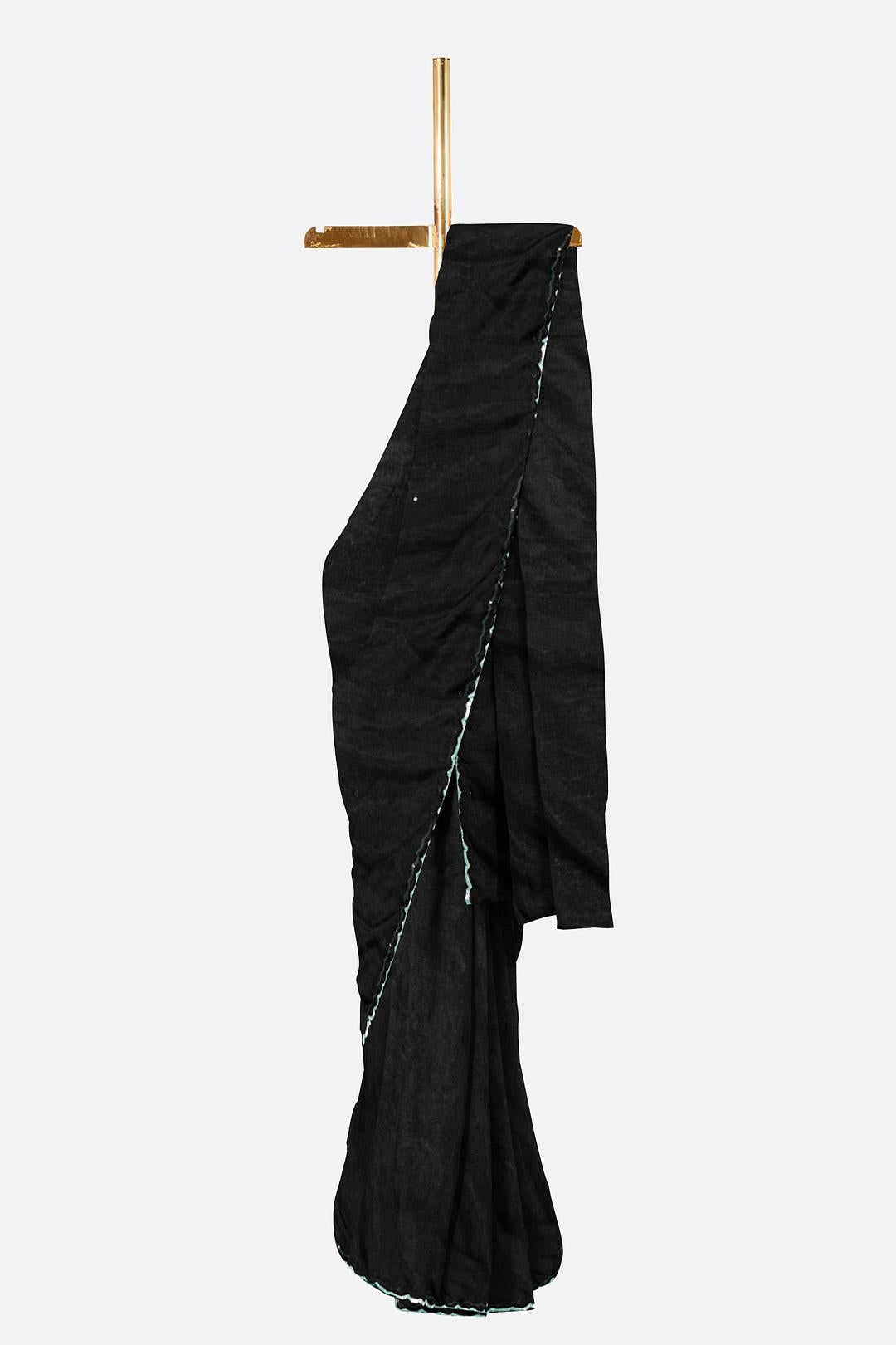 Black Embroidered Organza Saree F01173