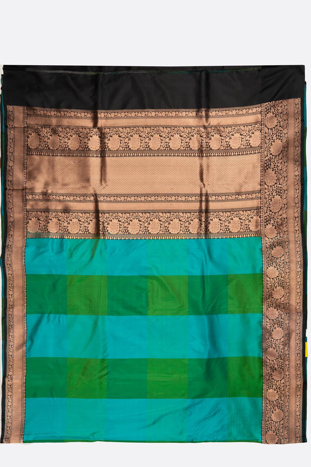 Blue And Green Woven Banaras Saree AB0716