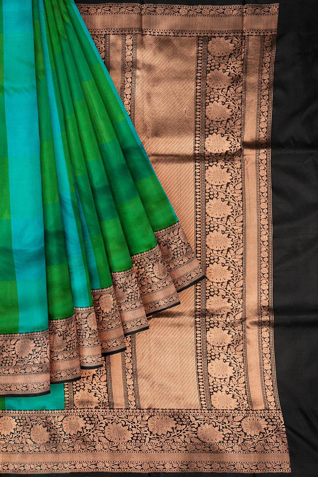 Blue And Green Woven Banaras Saree AB0716