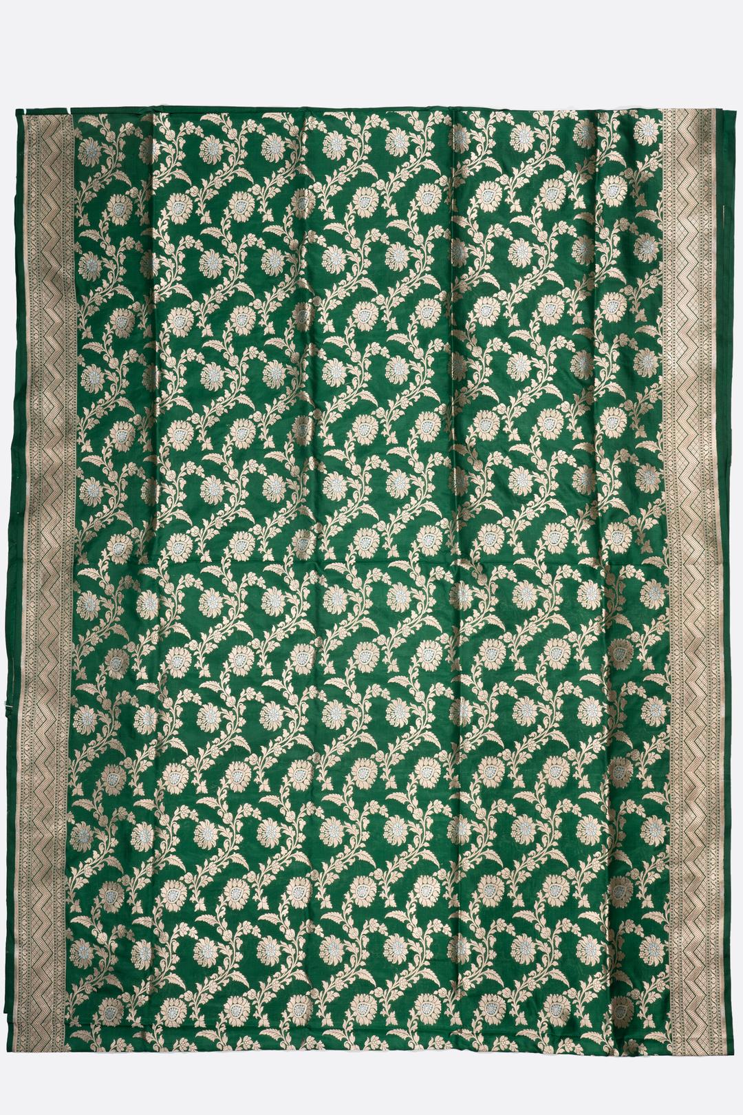 Dark Green Woven Banaras Saree F00211