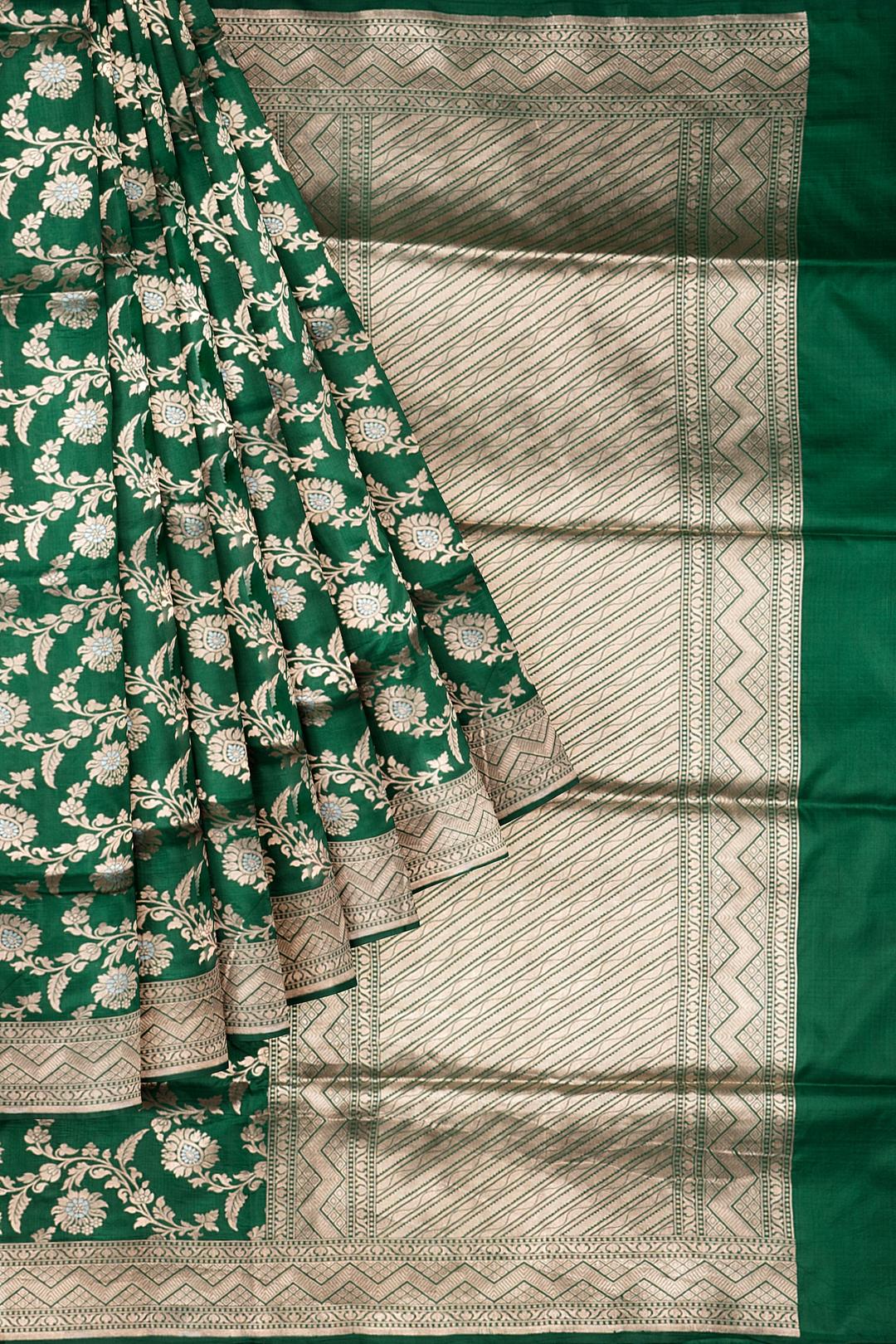 Dark Green Woven Banaras Saree F00211