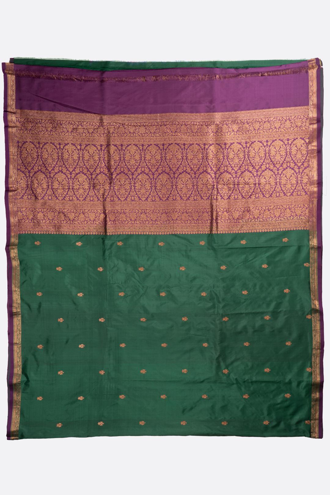 Dark Green Woven Banaras Saree DS004