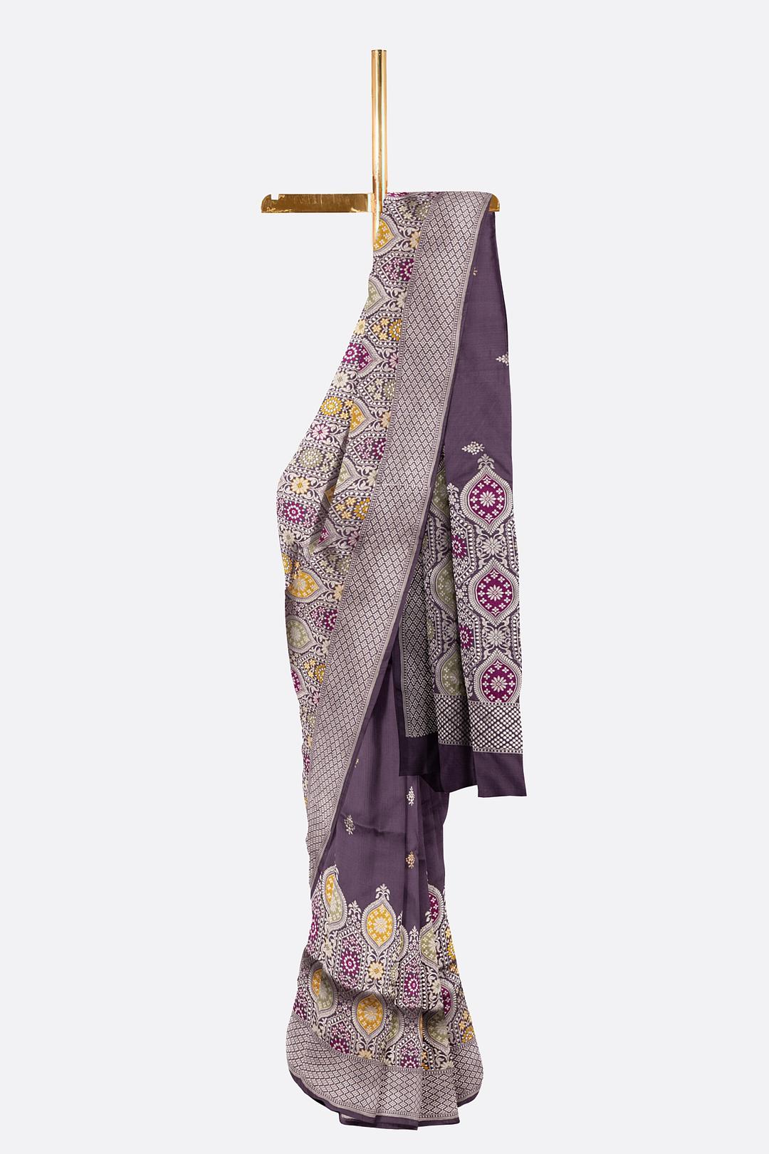 Grape Violet Woven Banaras Saree F00204