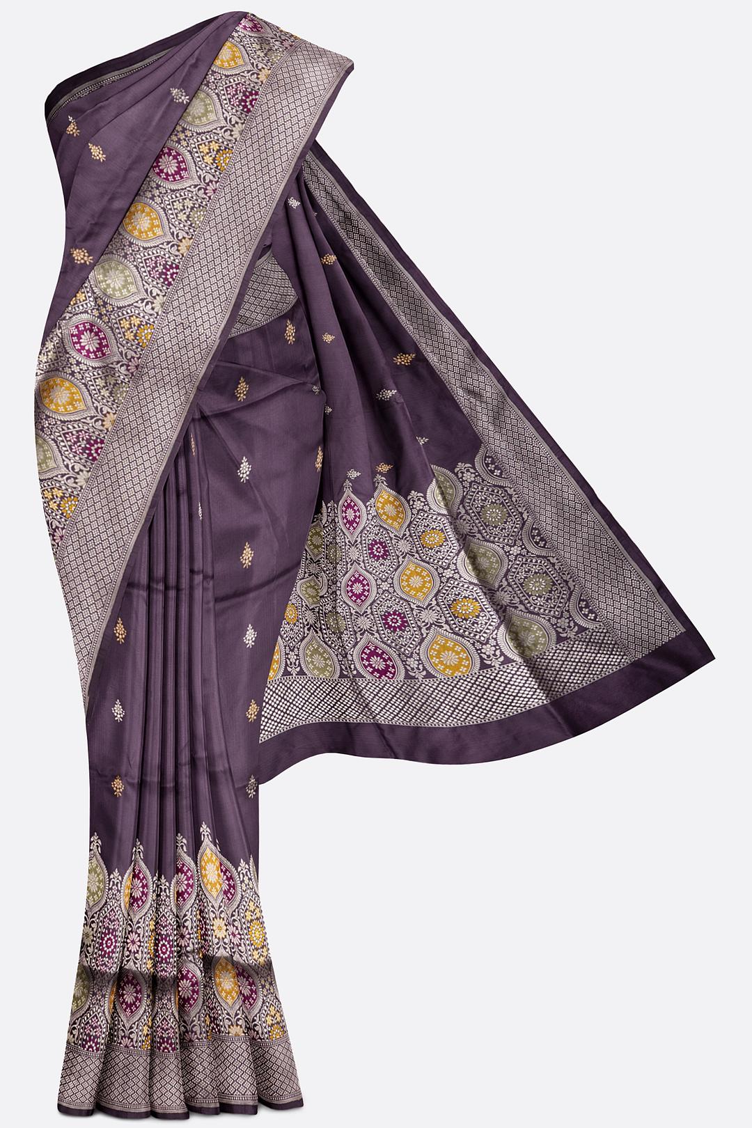 Grape Violet Woven Banaras Saree F00204