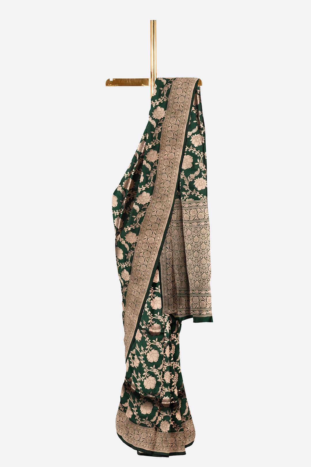 Green Woven Banaras Saree F00209