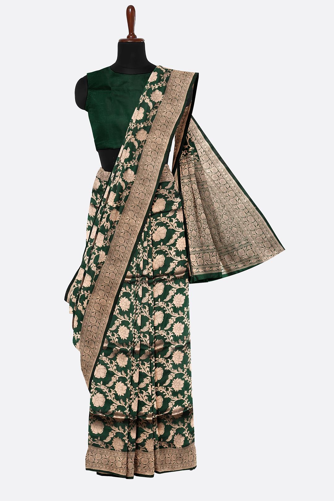 Green Woven Banaras Saree F00209