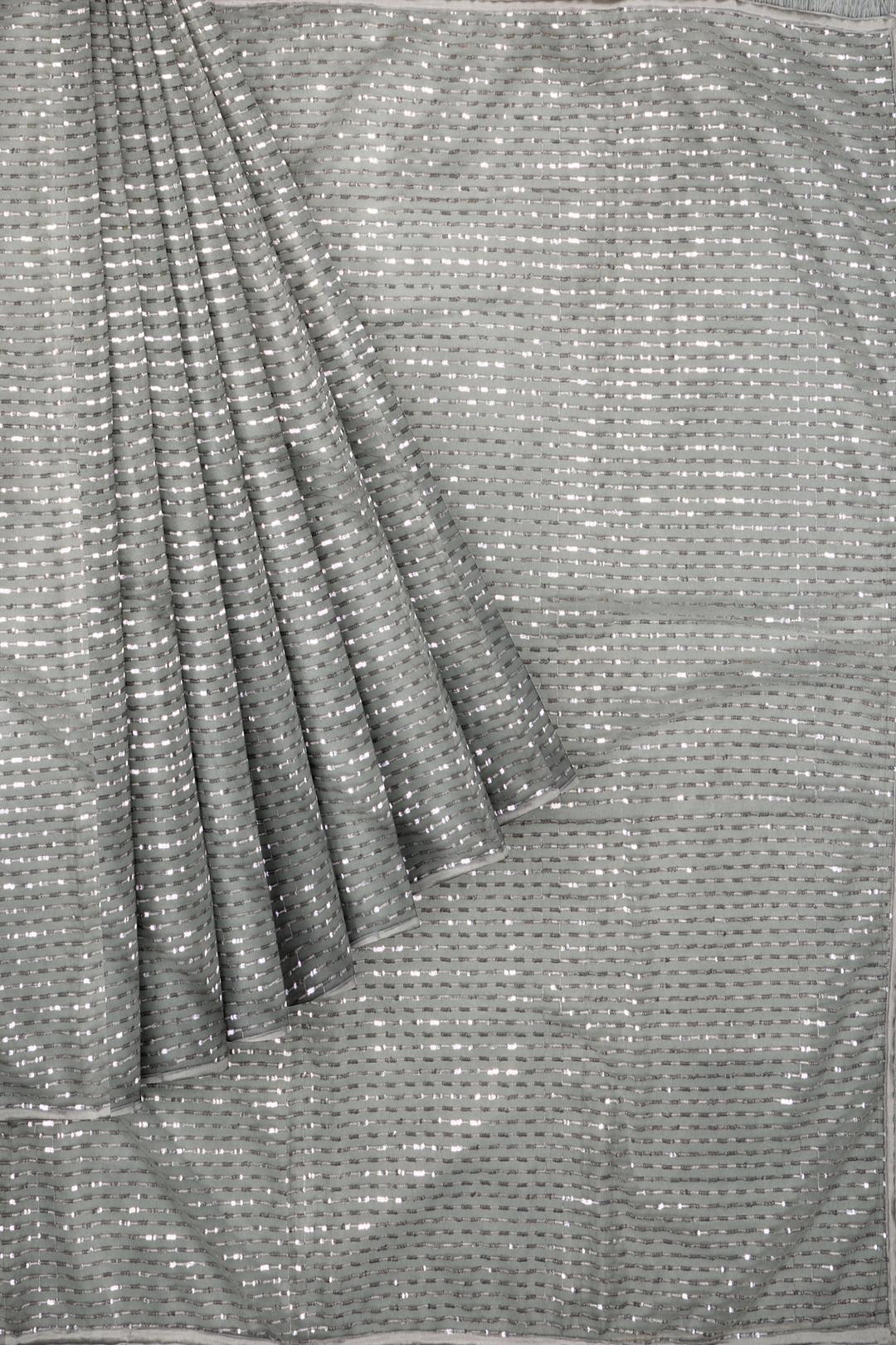 Grey Sequins Net Saree ES0188