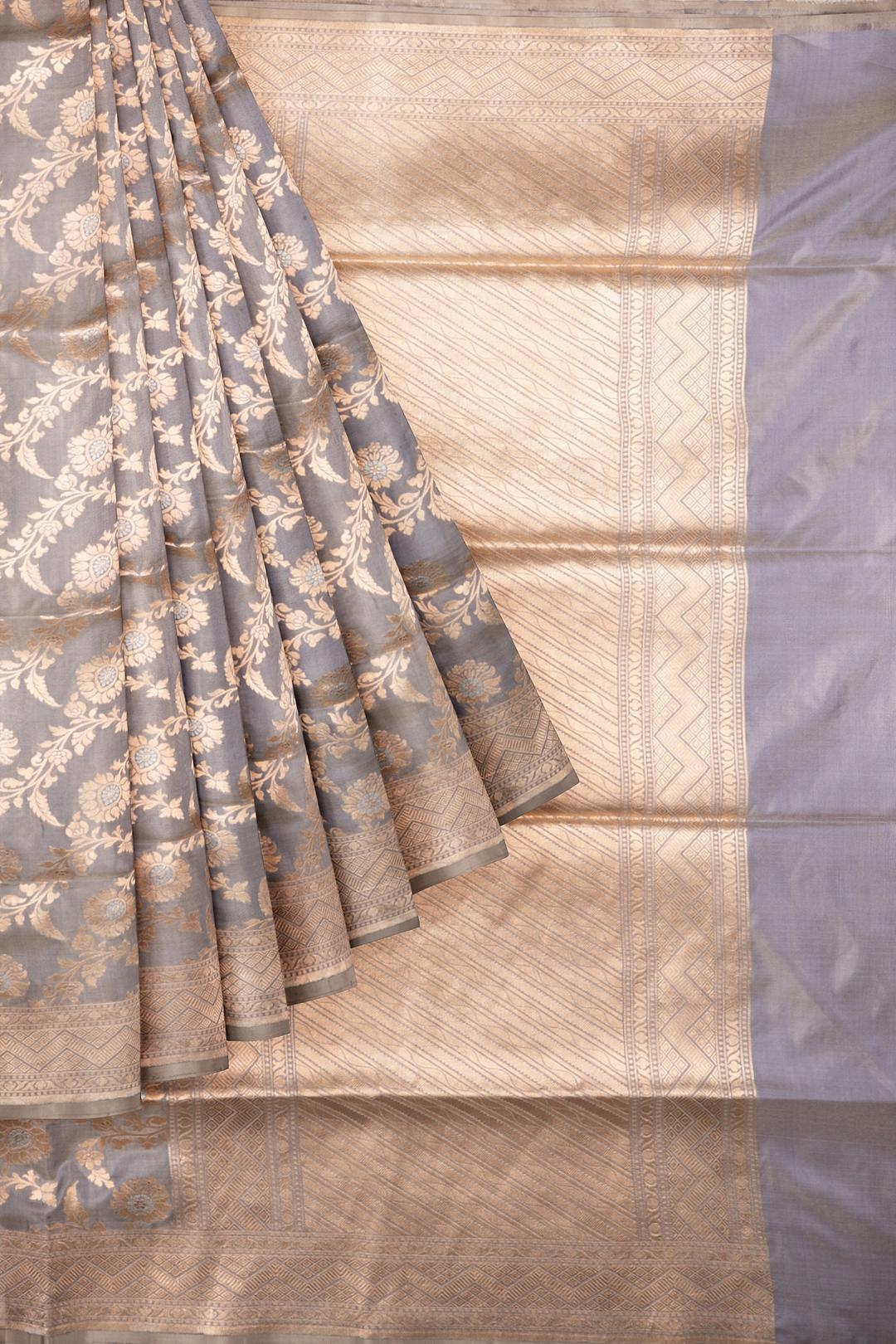 Grey Woven Banaras Saree F00209