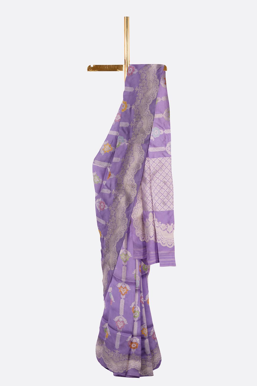 Lavender Woven Banaras Saree F00198