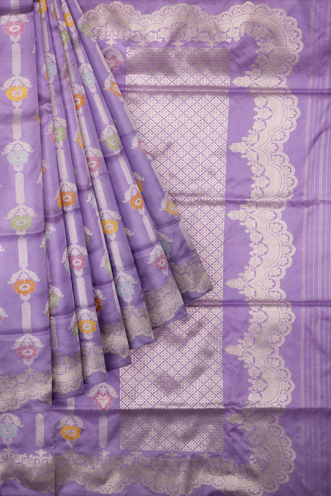 Lavender Woven Banaras Saree F00198