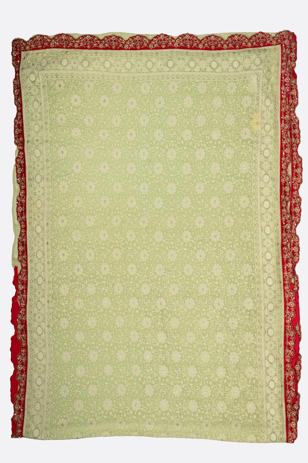 Light Green Embroidered Georgette Saree F01091