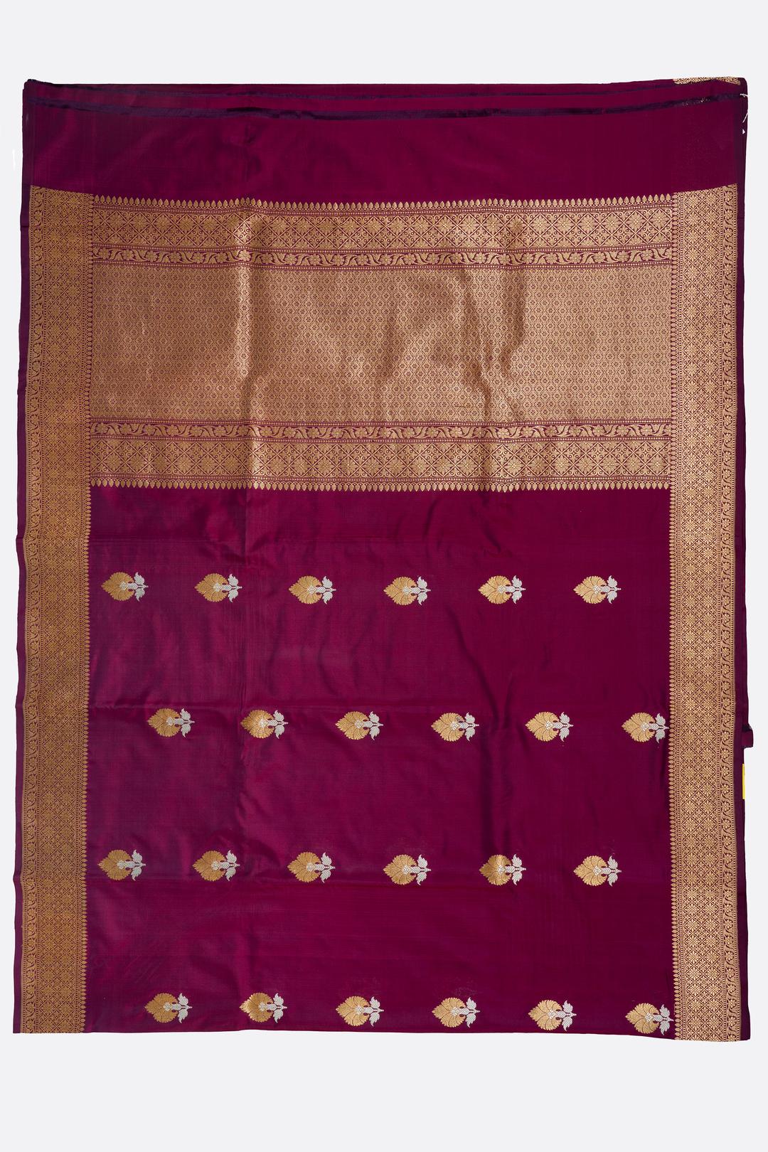 Magenta Woven Banaras Saree F00209