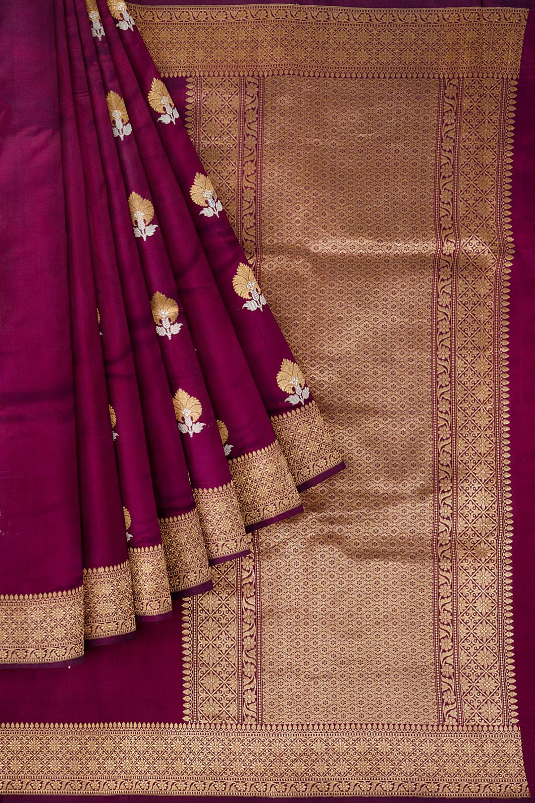 Magenta Woven Banaras Saree F00209