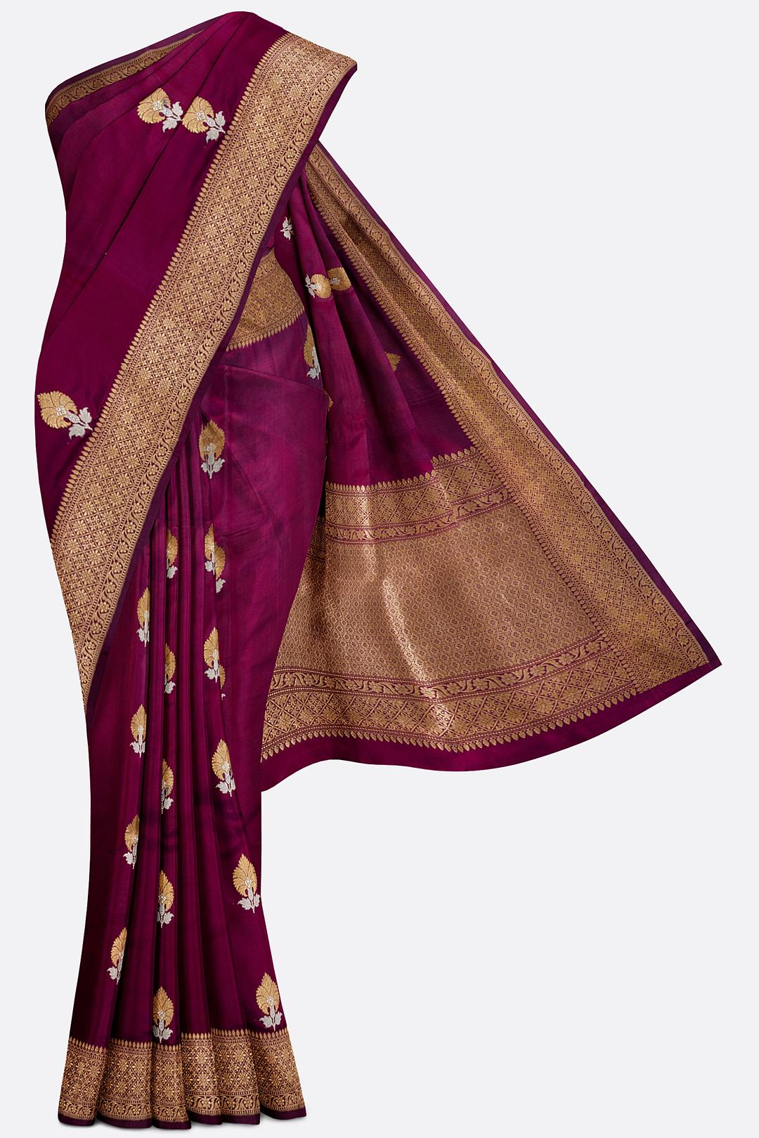 Magenta Woven Banaras Saree F00209