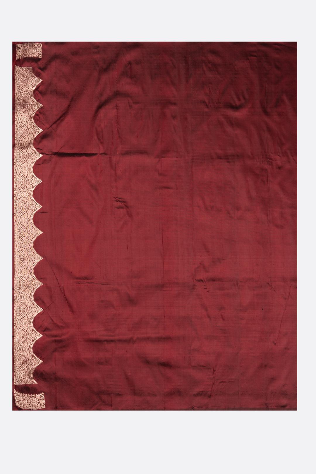 Maroon Woven Banaras Saree F00443