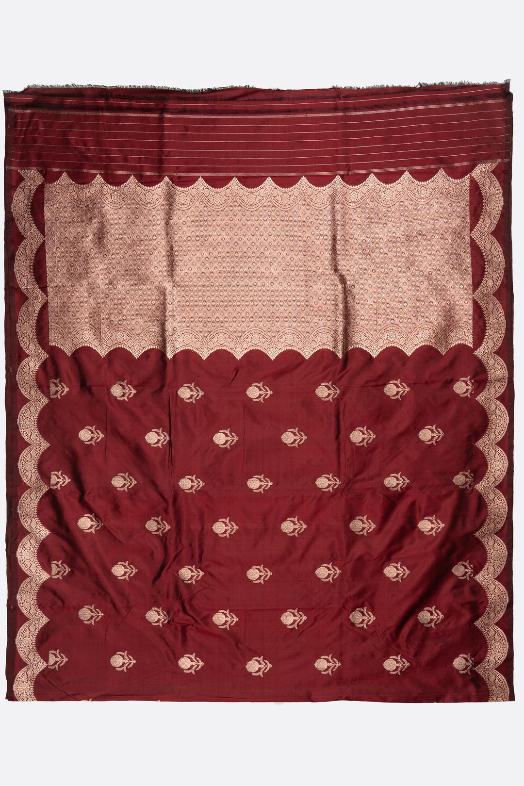 Maroon Woven Banaras Saree F00443