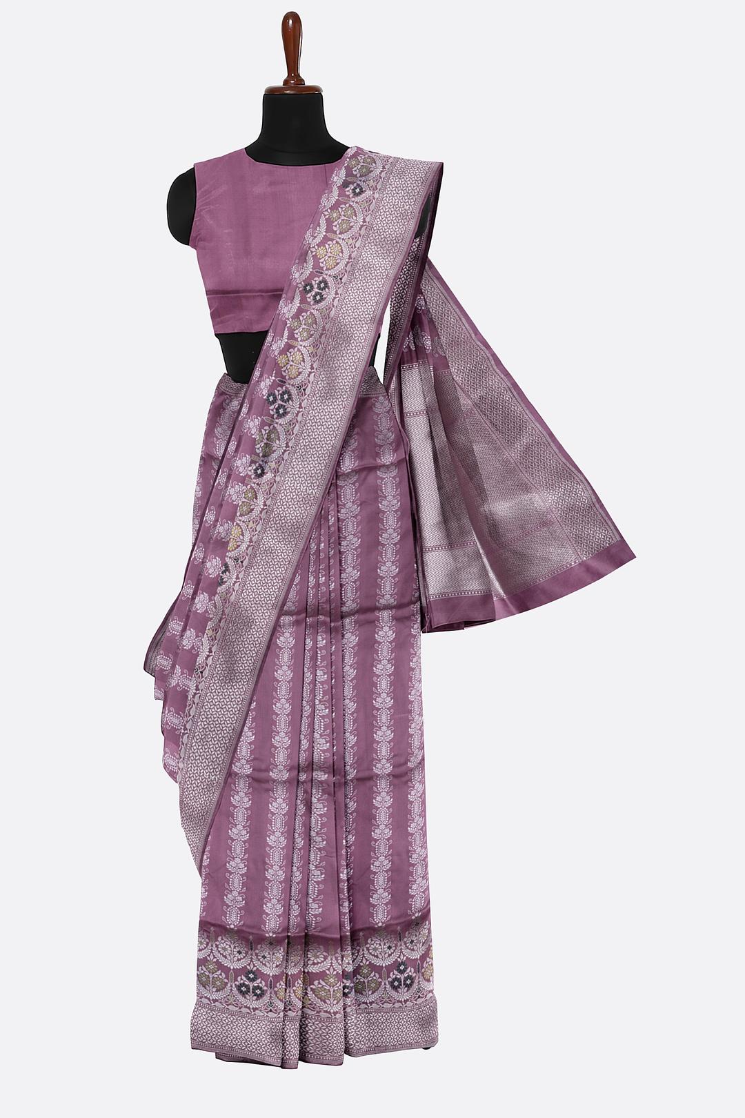 Onion Pink Woven Banaras Saree F00201