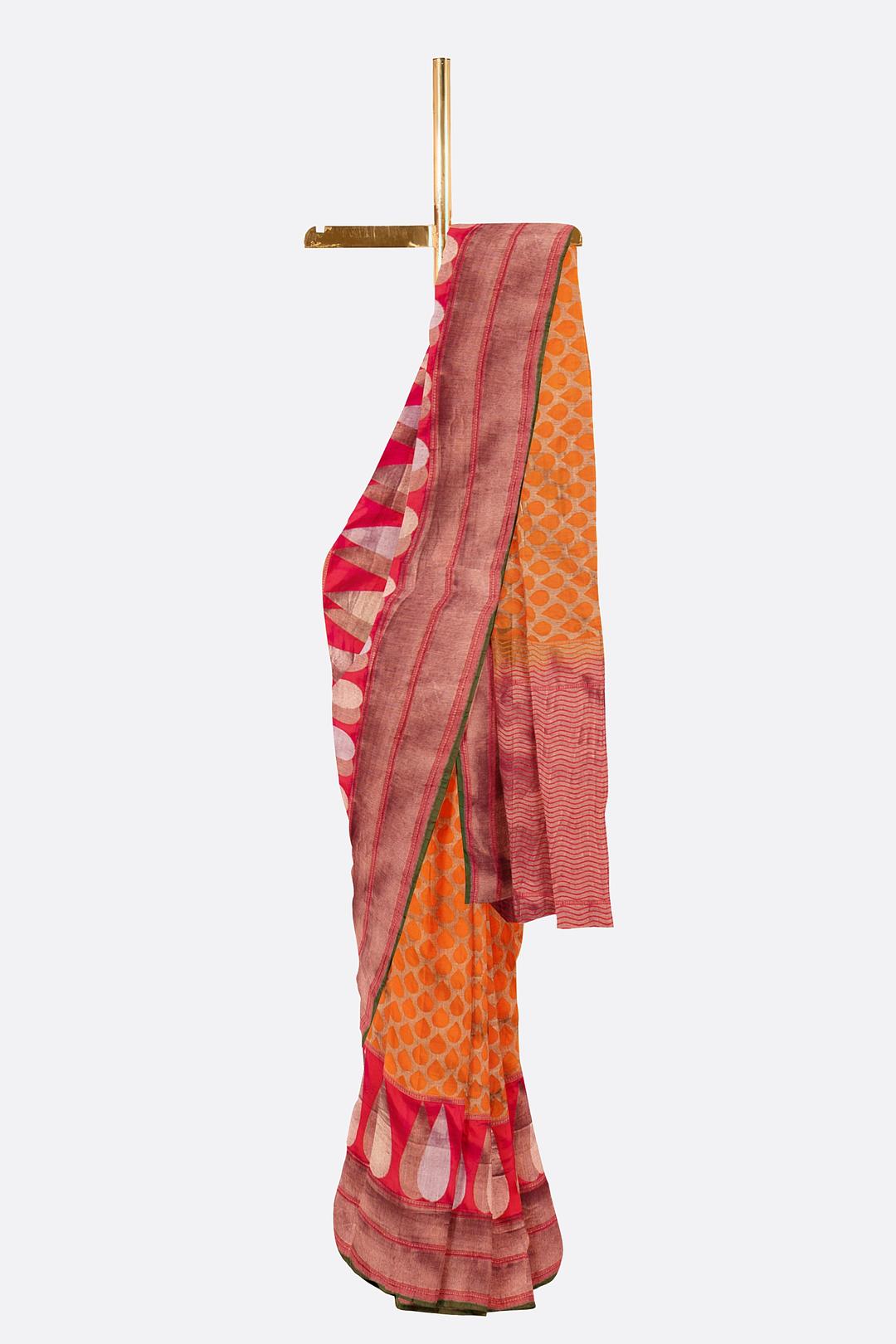 Orange Woven Banaras Saree HB004