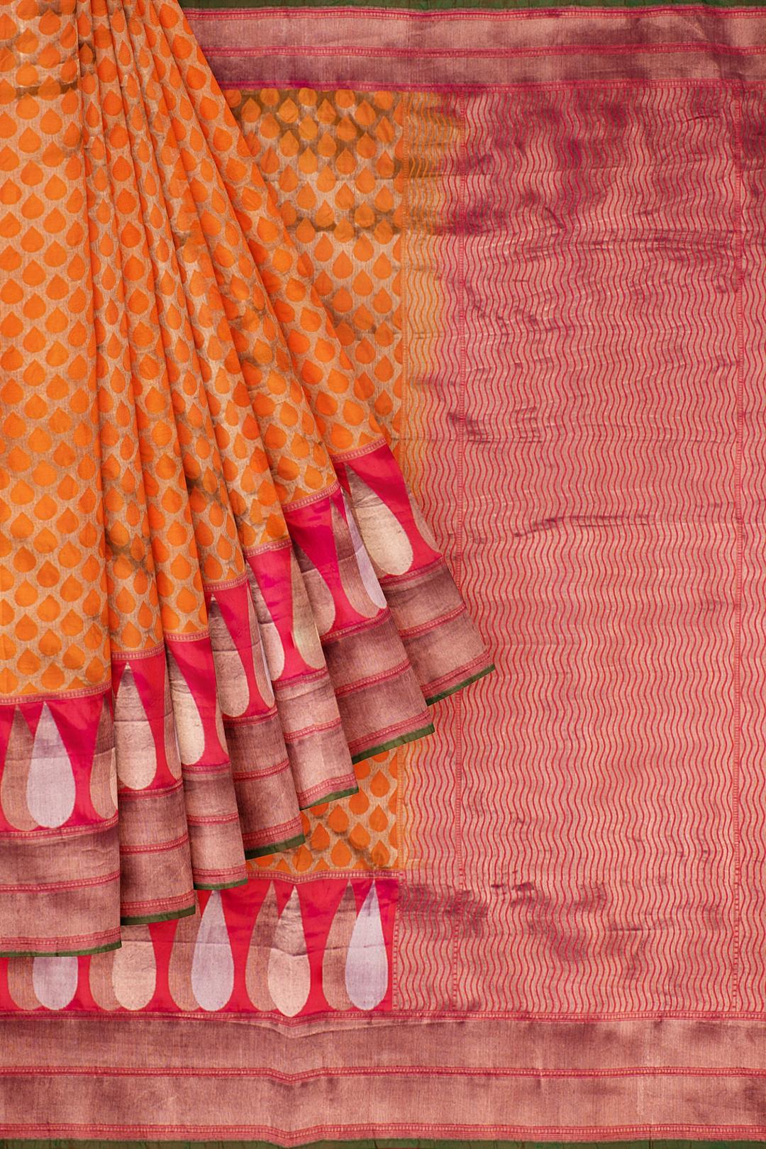 Orange Woven Banaras Saree HB004