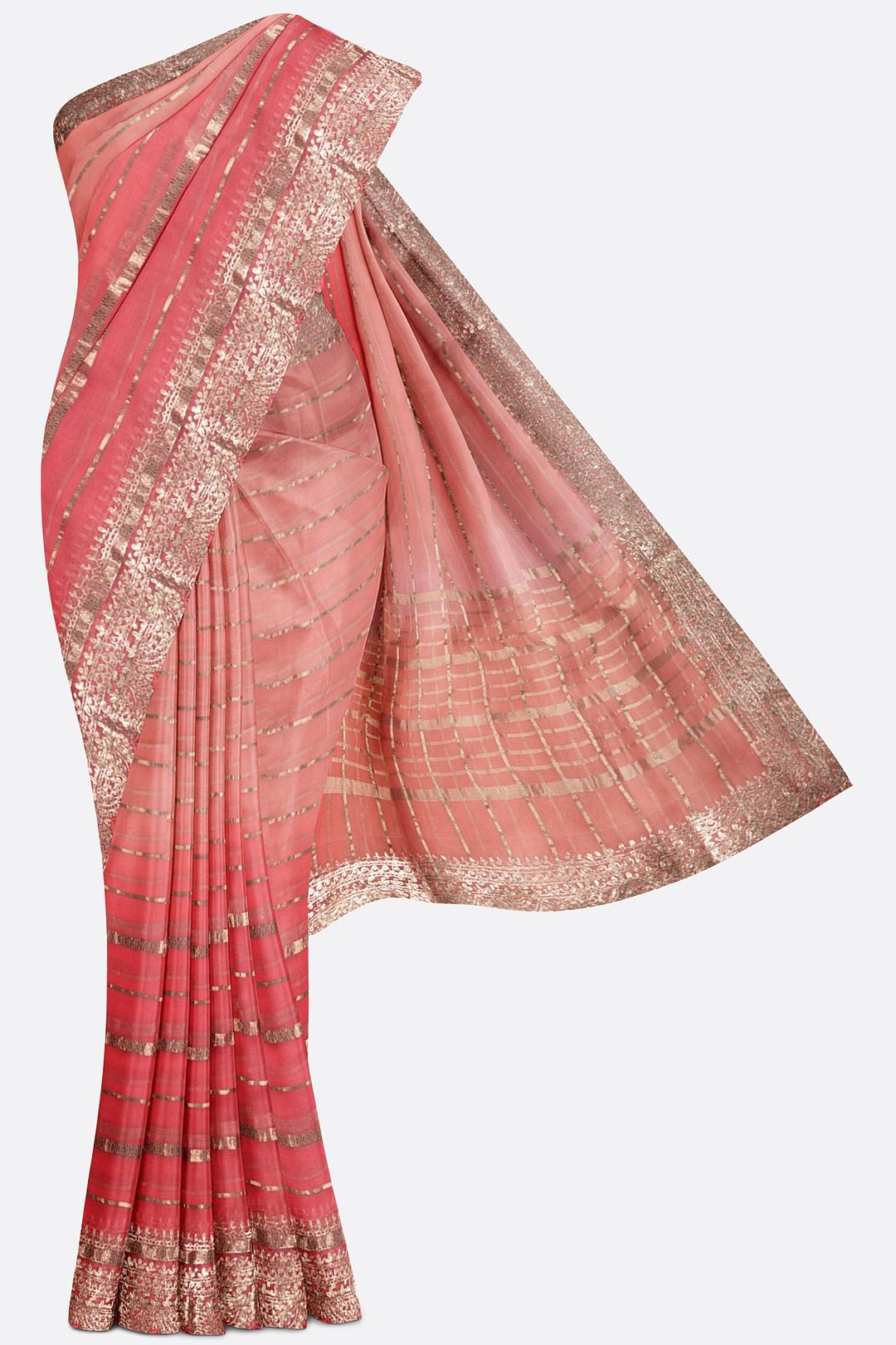 Pink Plain Organza Saree F01106