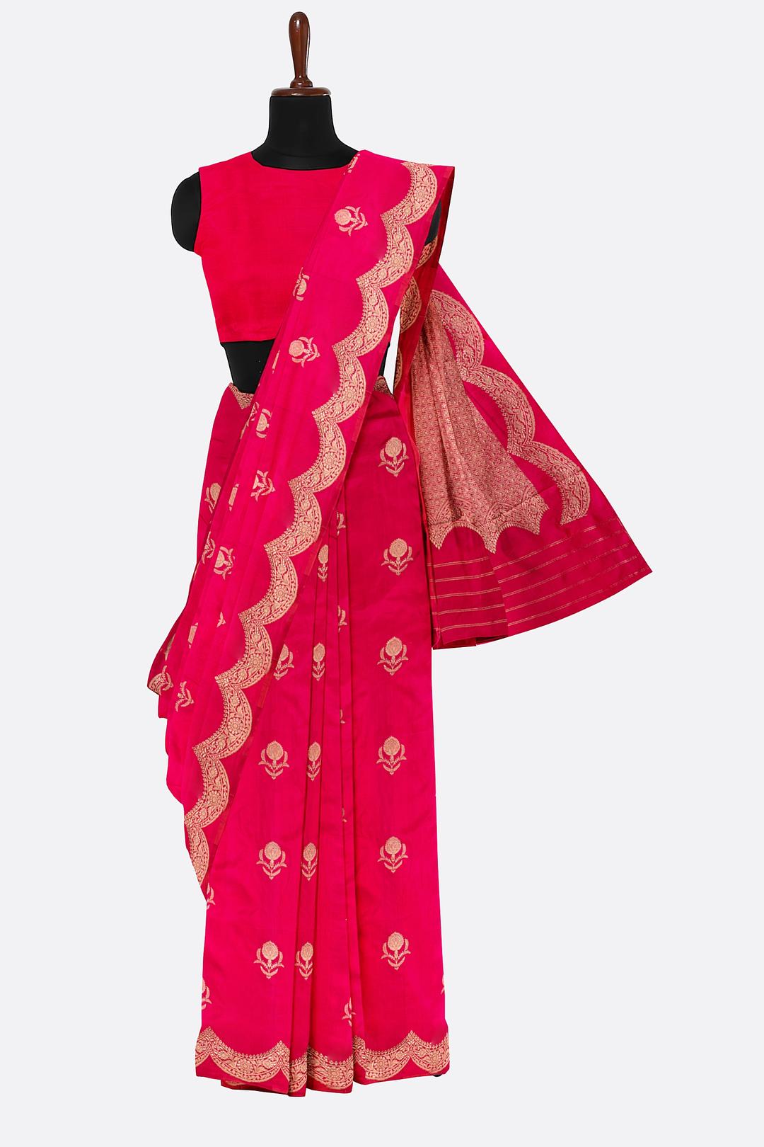 Pink Woven Banaras Saree F00443