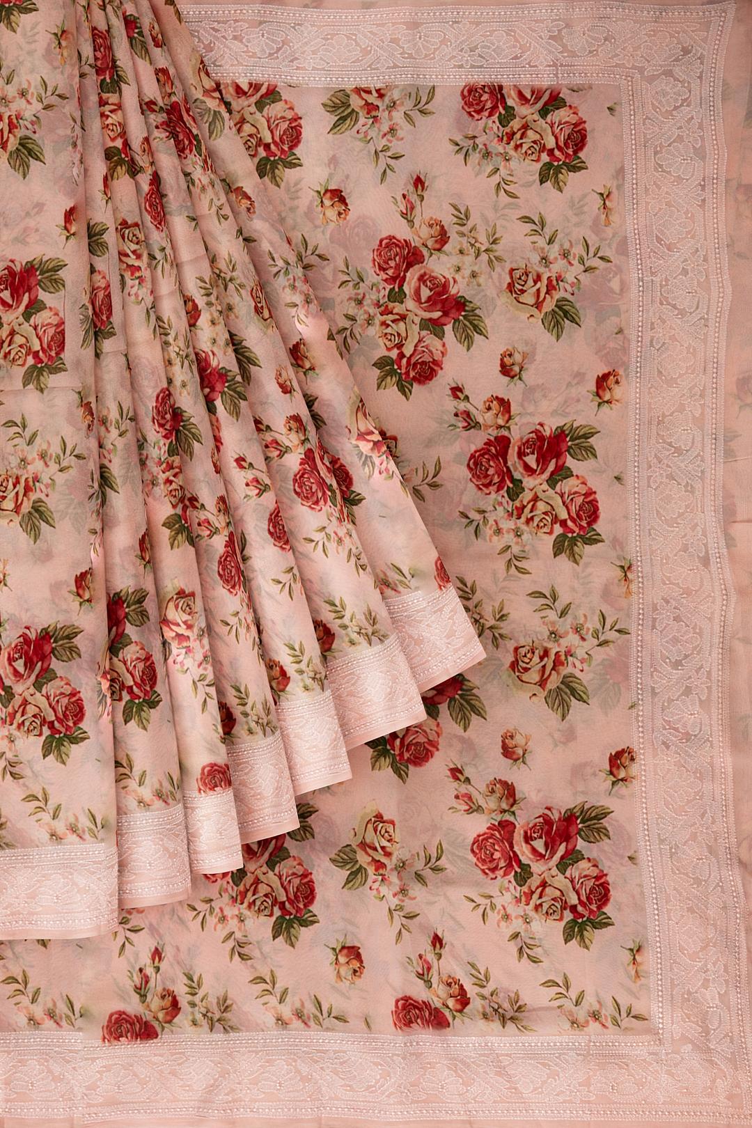 Rose Printed Georgette Saree F00367