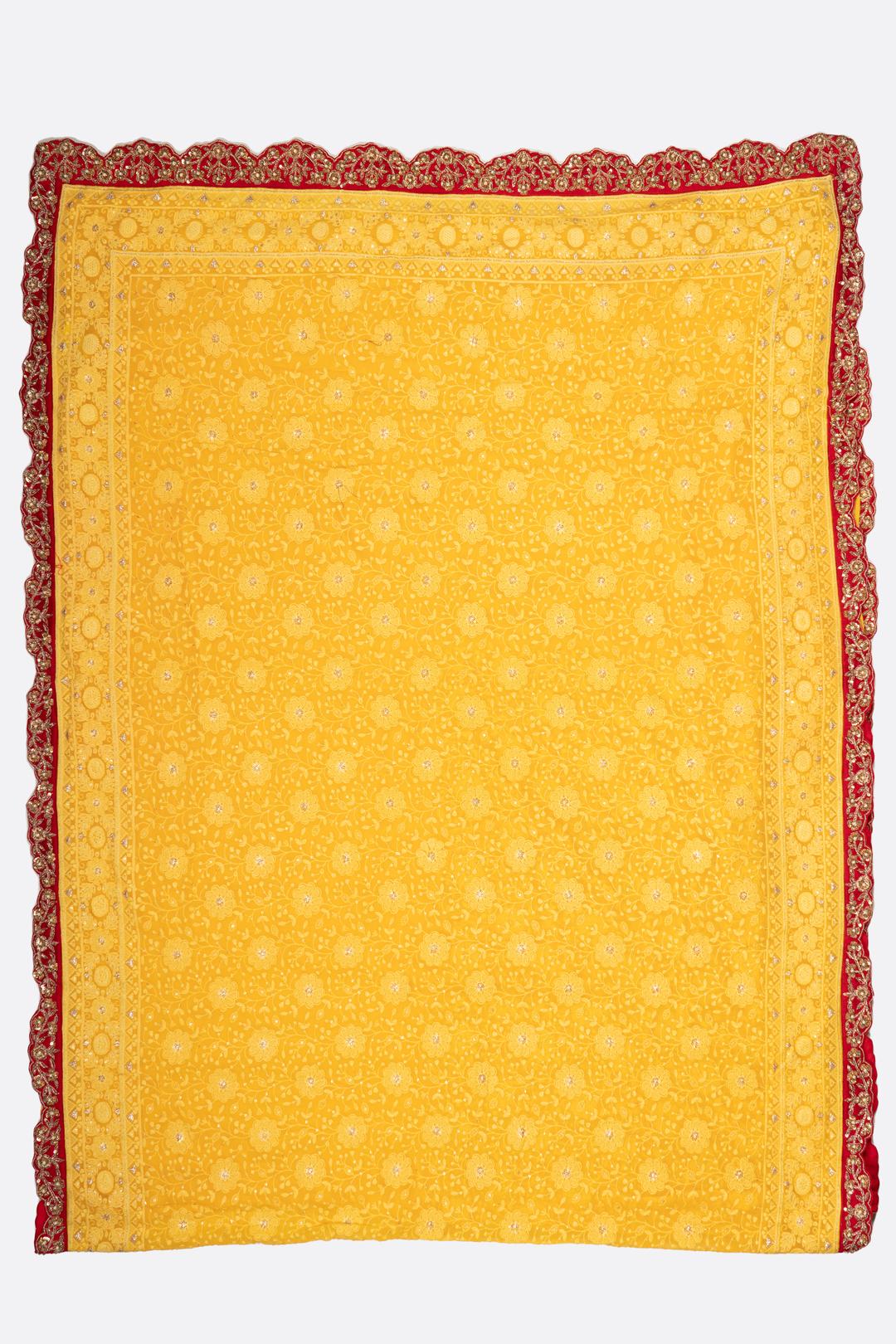 Yellow Embroidered Georgette Saree F01091