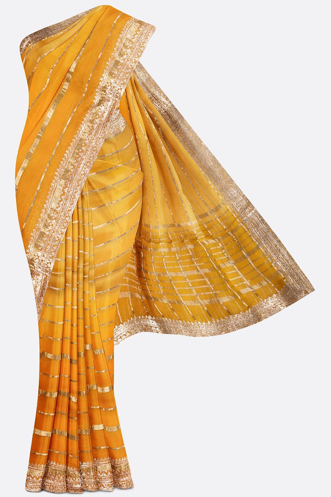 Yellow Plain Organza Saree F01106