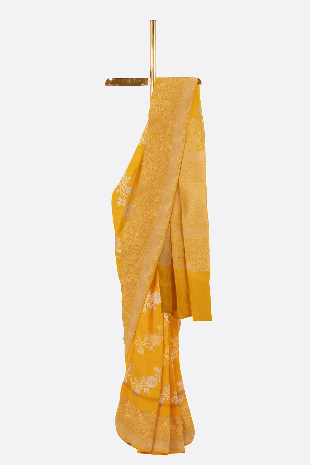 Yellow Woven Banaras Saree F00202