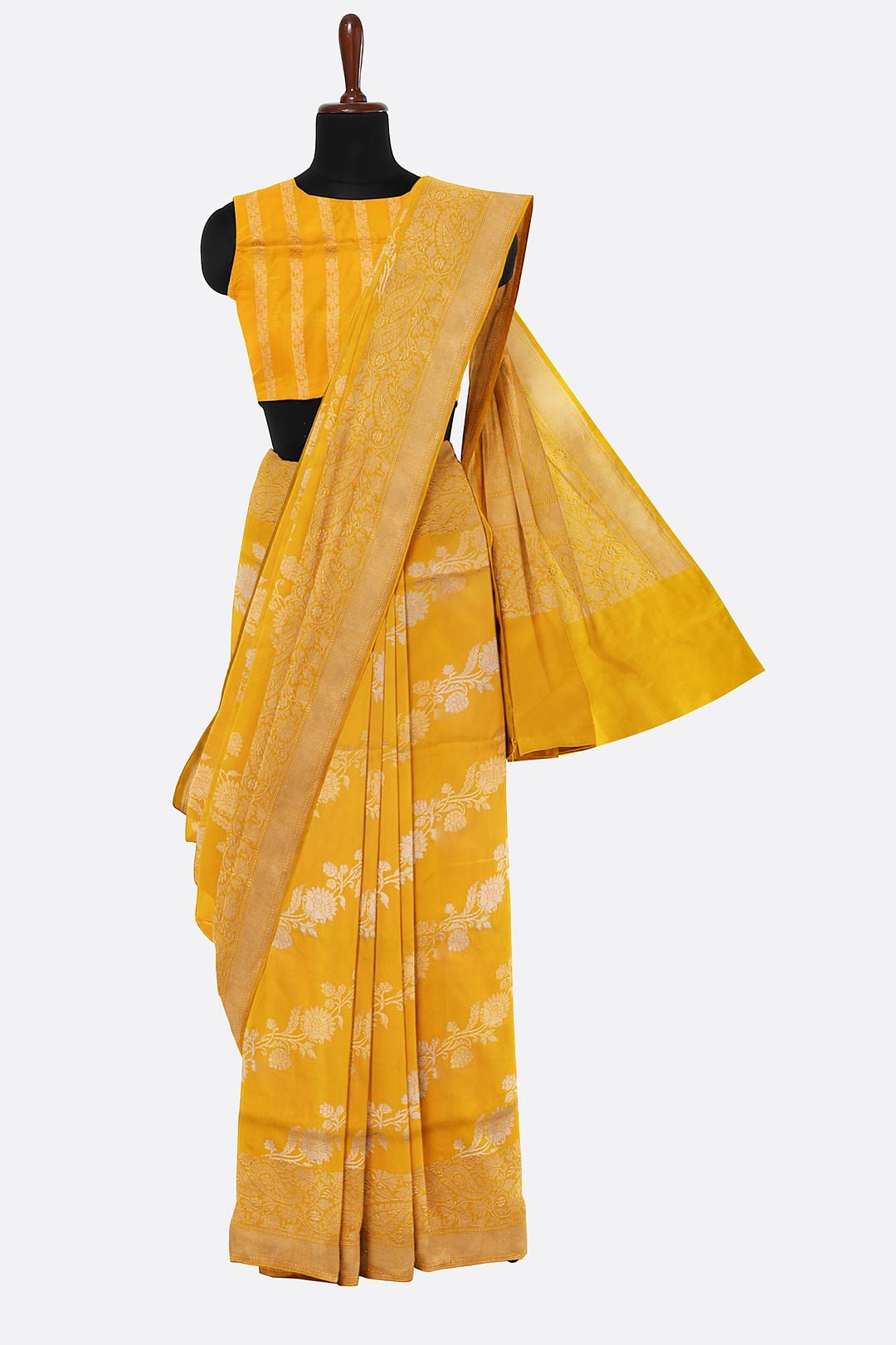 Yellow Woven Banaras Saree F00202