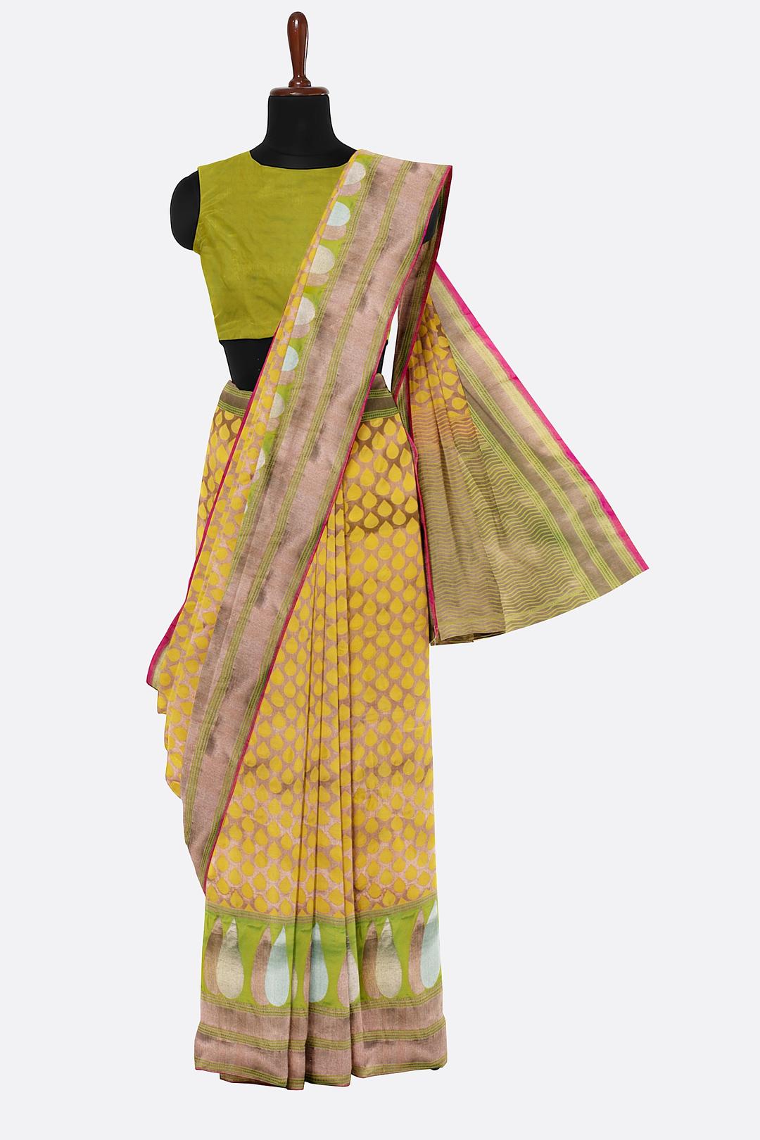 Yellow Gold Woven Banaras Saree HB004