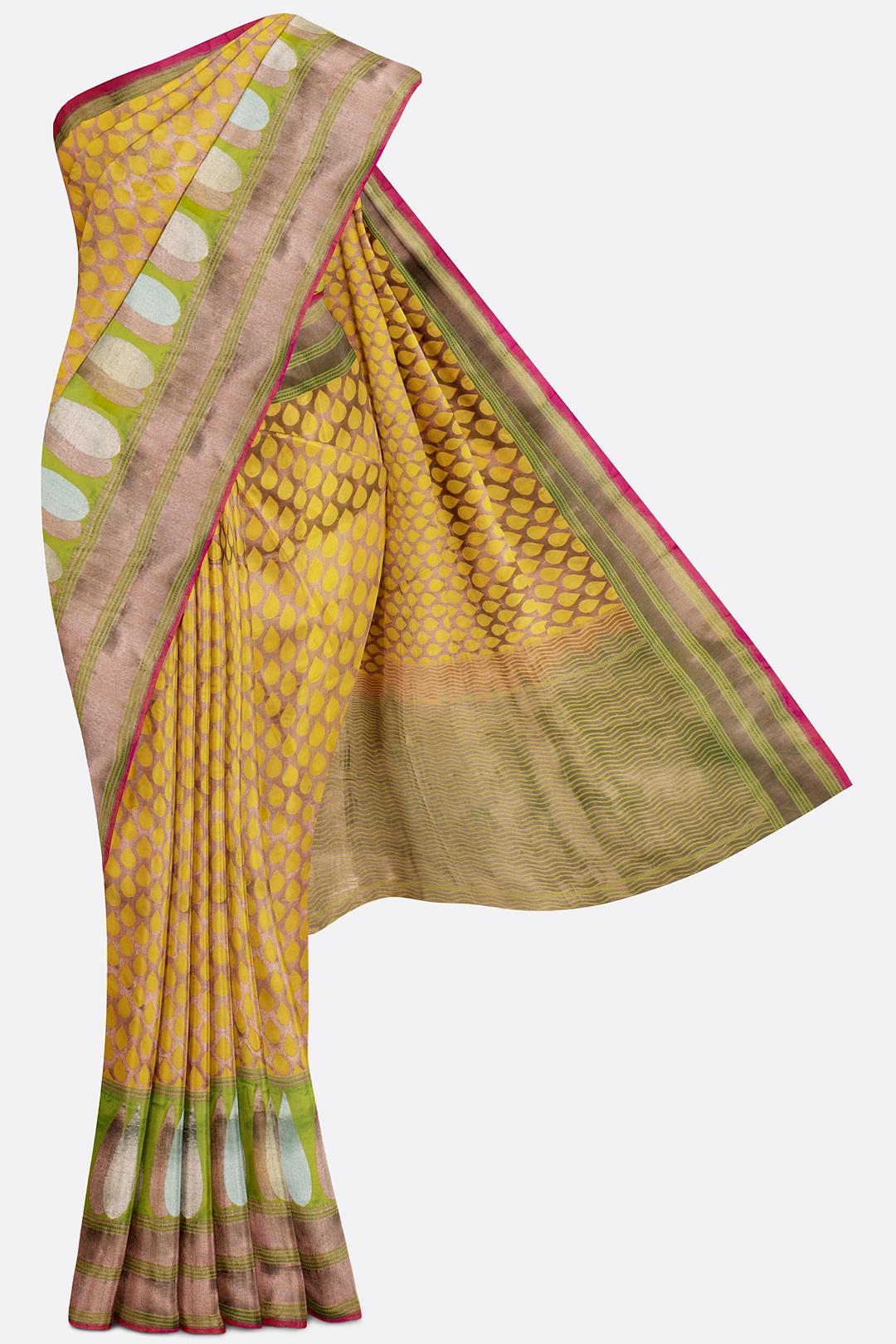 Yellow Gold Woven Banaras Saree HB004